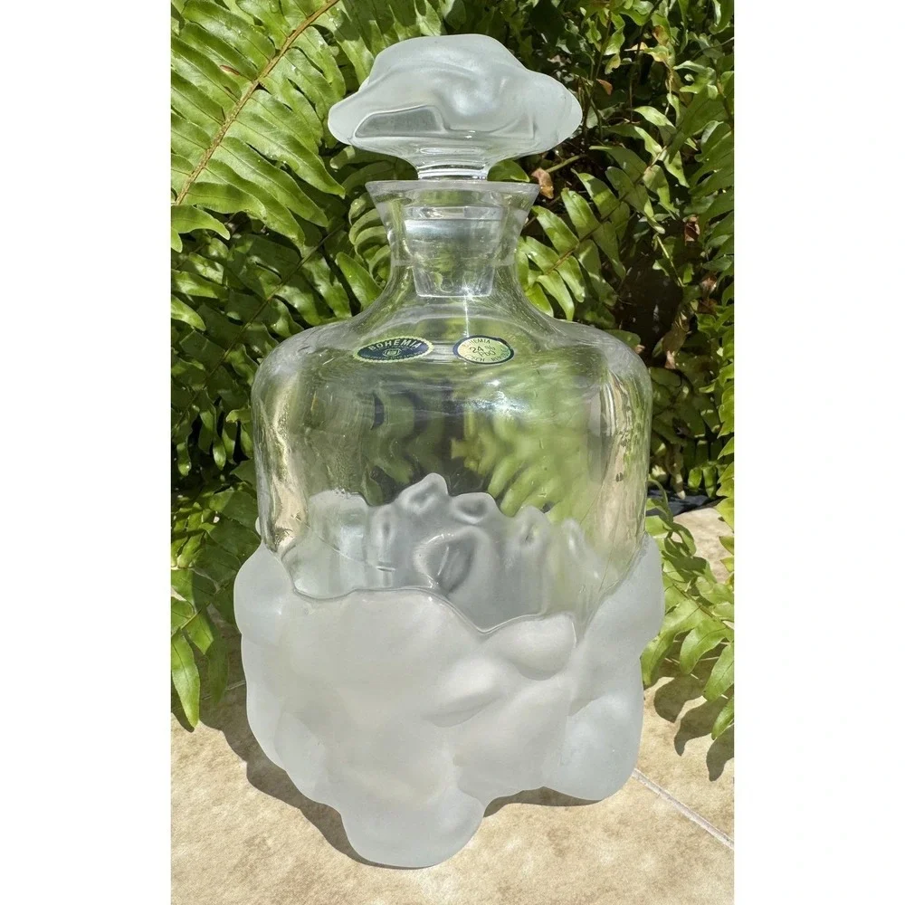 Bohemia 24% pbo Lead Crystal Glass Decanter Czech Republic Frosted Ice glass